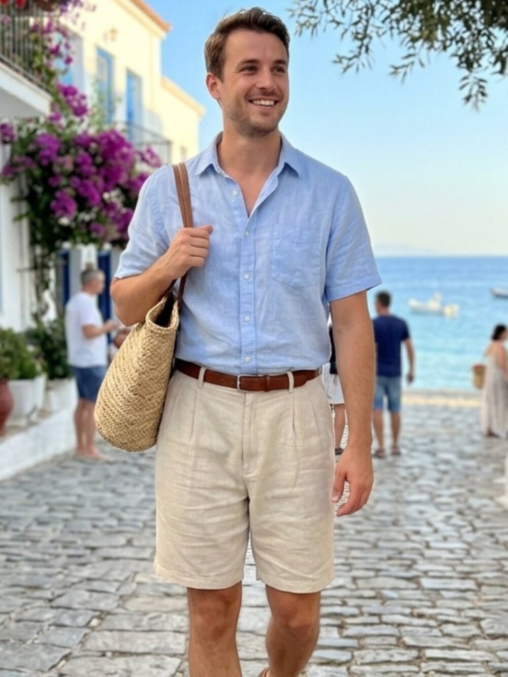 Mantles Cotton and Linen Tan Shorts